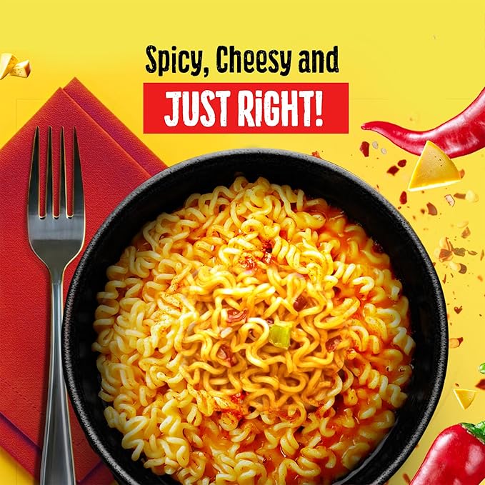MAGGI Spicy Garlic Noodles | Fiery & Garlic Twist | Instant & Easy Snack | 3 Packs of 4pcs Each