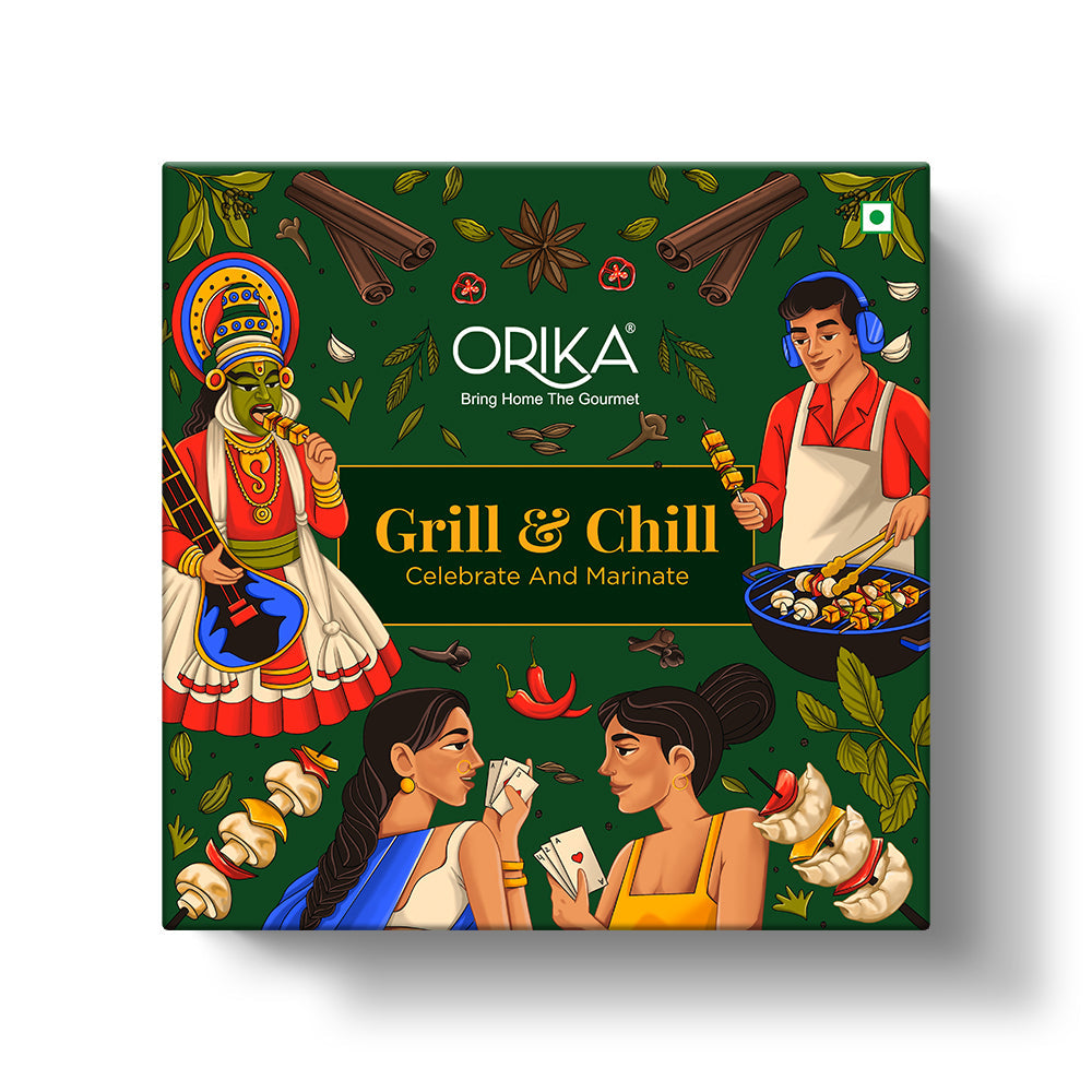 Orika Grill & Chill Portable Barbeque Griller Set with Seasonings/Marinades