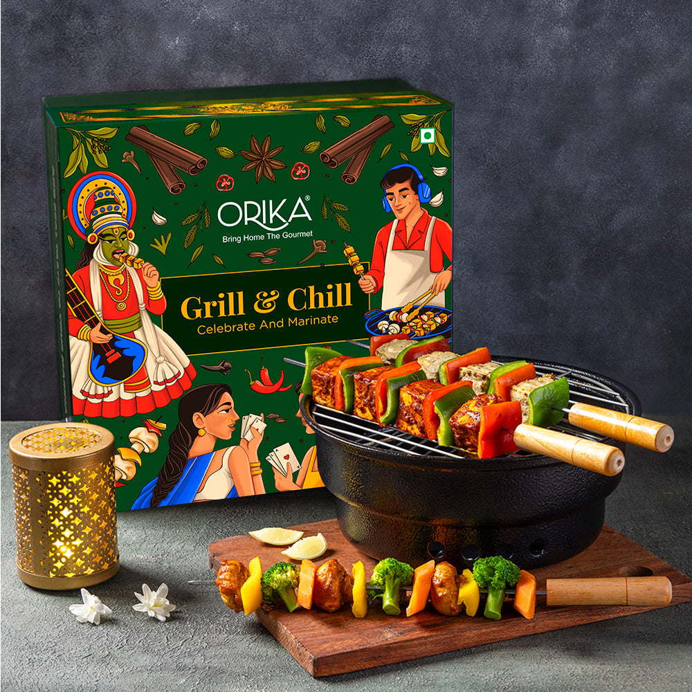 Orika Grill & Chill Portable Barbeque Griller Set with Seasonings/Marinades