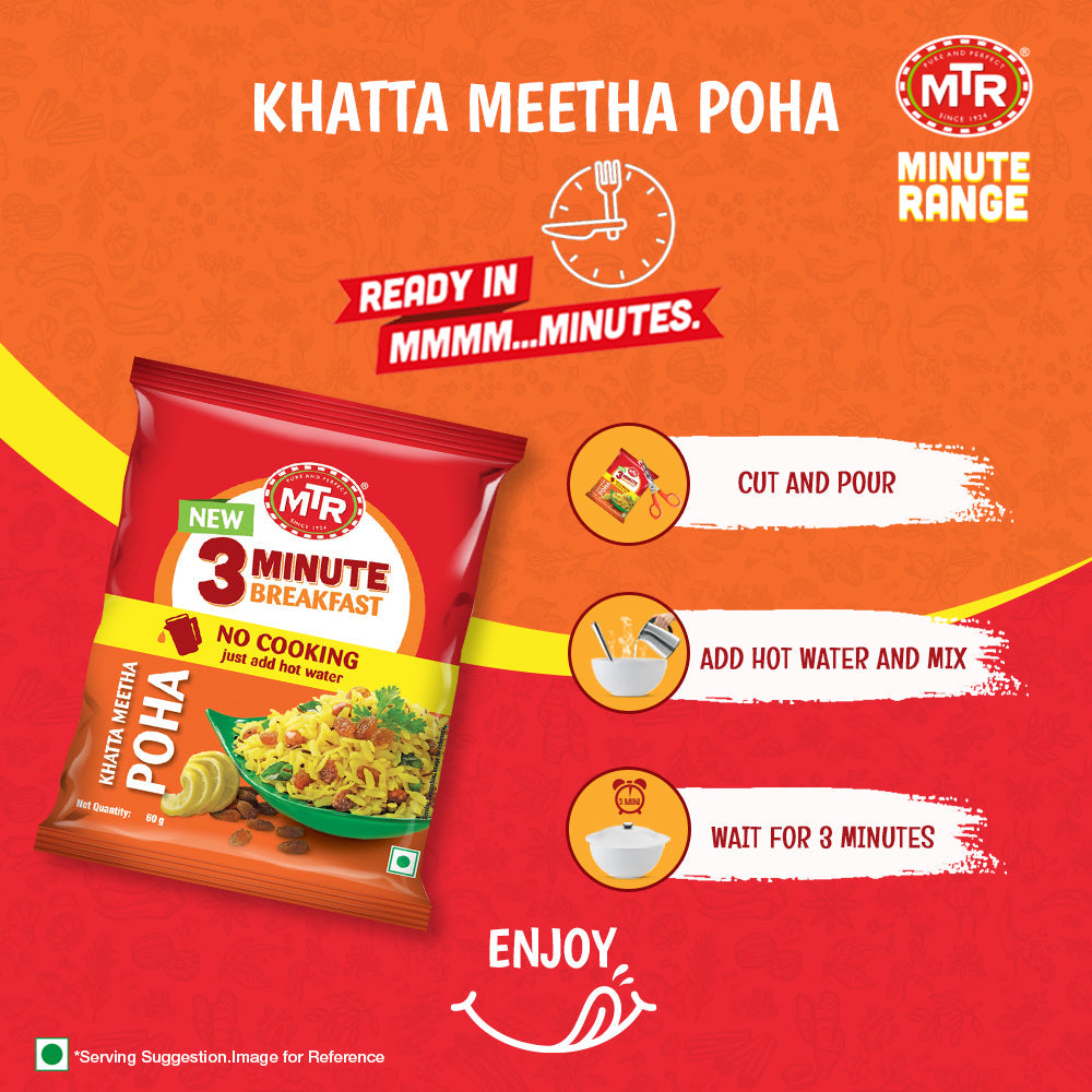 MTR 3 Minute Khatta Meetha Poha Pouch 60 g