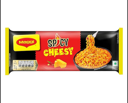 MAGGI Spicy Cheesy Instant Noodles with Seasoning | Yummy Cheese Meets MAGGI Noodles | 3 Packs of 4pcs each