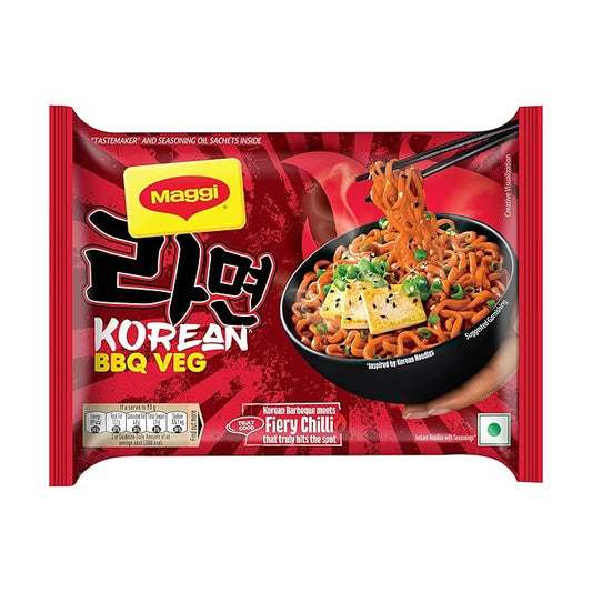 MAGGI Korean BBQ Veg Noodles, Easy To Cook Instant Noodles 90g, 12 Packs