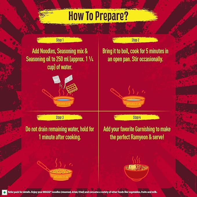 MAGGI Korean BBQ Veg Noodles, Easy To Cook Instant Noodles 90g, 12 Packs