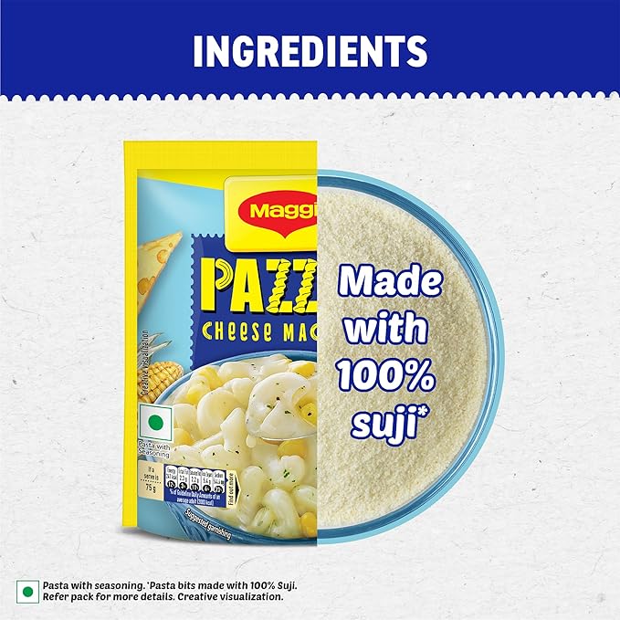 Maggi PAZZTA Vegetarian Cheese Macaroni Pasta 75g, 12 Packets