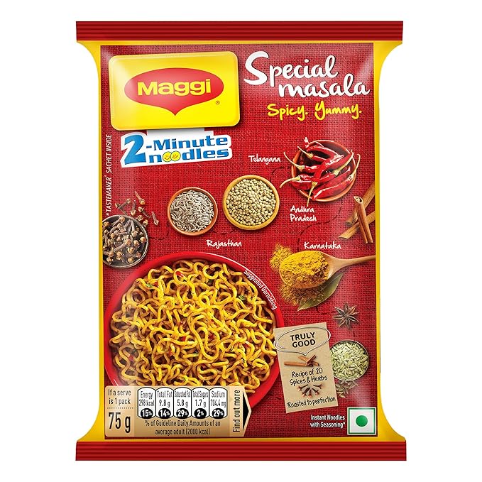 MAGGI 2-Minute Special Masala Instant Noodles 75g, 12 Packs