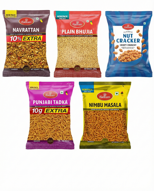Haldiram Namkeen Combo, 5 Packets, 200g each