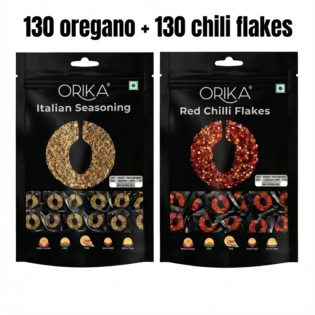 Orika Oregano + Chili Flakes Combo Pack, 130pcs oregano and 130pcs chili flakes