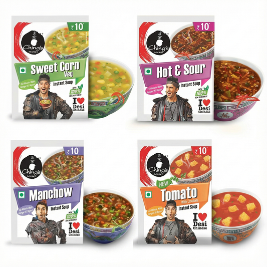 Ching's Soup Combo Pack - 60pcs (Tomato, Sweet Corn, Hot N Sour, Manchow)