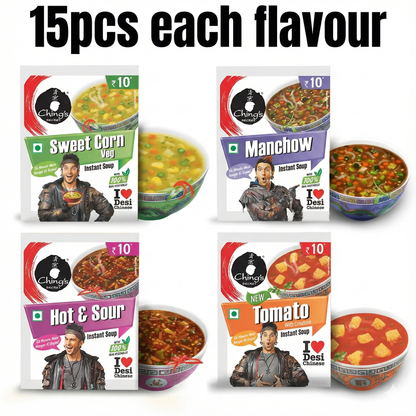 Ching's Soup Combo Pack - 60pcs (Tomato, Sweet Corn, Hot N Sour, Manchow)