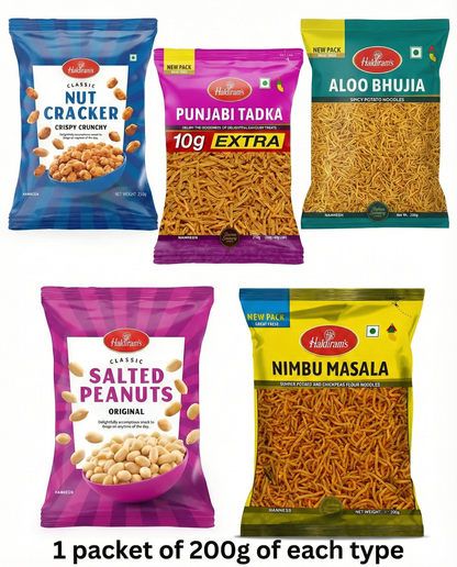 Haldiram Namkeen Chakhna Combo, 5 Packets, 200g each